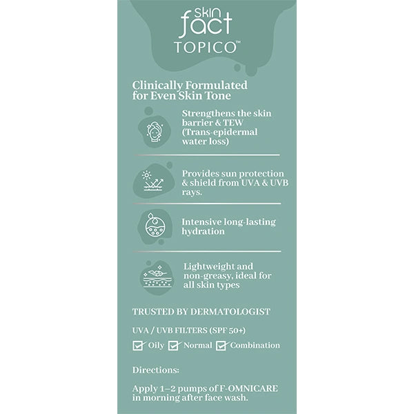 Skinfact Topico F-OMNICARE Cream – 2% Kojic Acid + 5% Niacinamide Moisturizer with SPF 50++