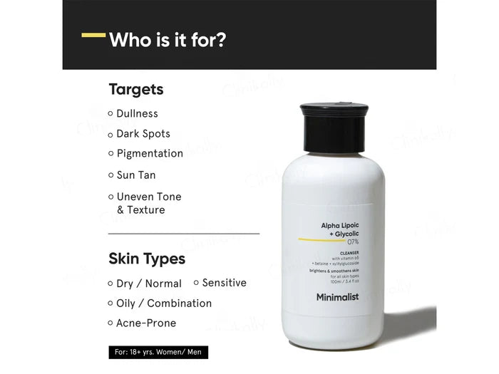 Minimalist 7% ALA &amp; AHA Brightening Cleanser