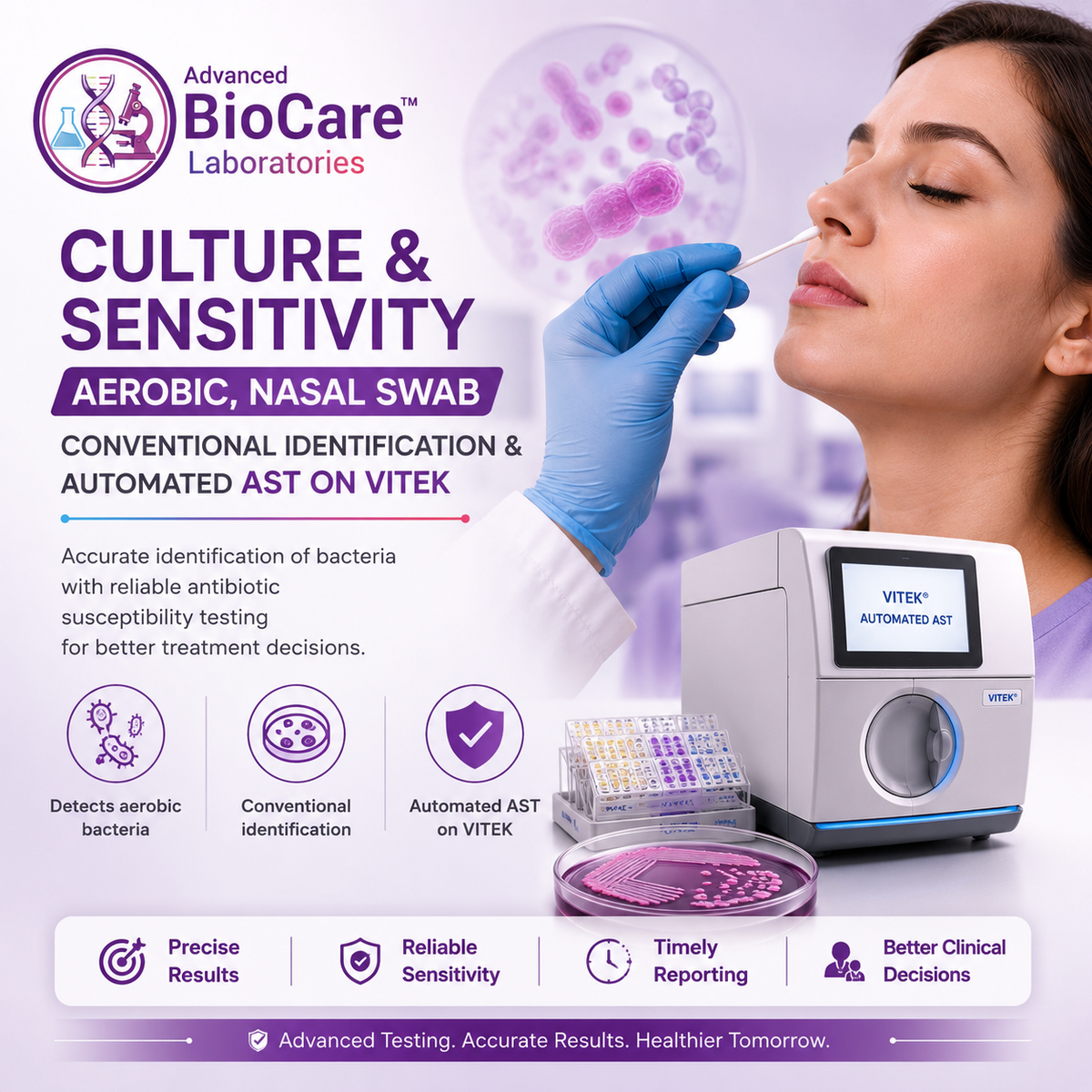 Culture & Sensitivity, Aerobic, Nasal Swab- Conventional Identification & Automated AST on Vitek