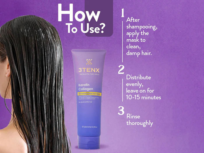 3Tenx Ultimate Revitalize Keratin Collagen Hair Mask – Intensive Repair for Dry &amp; Brittle Hair