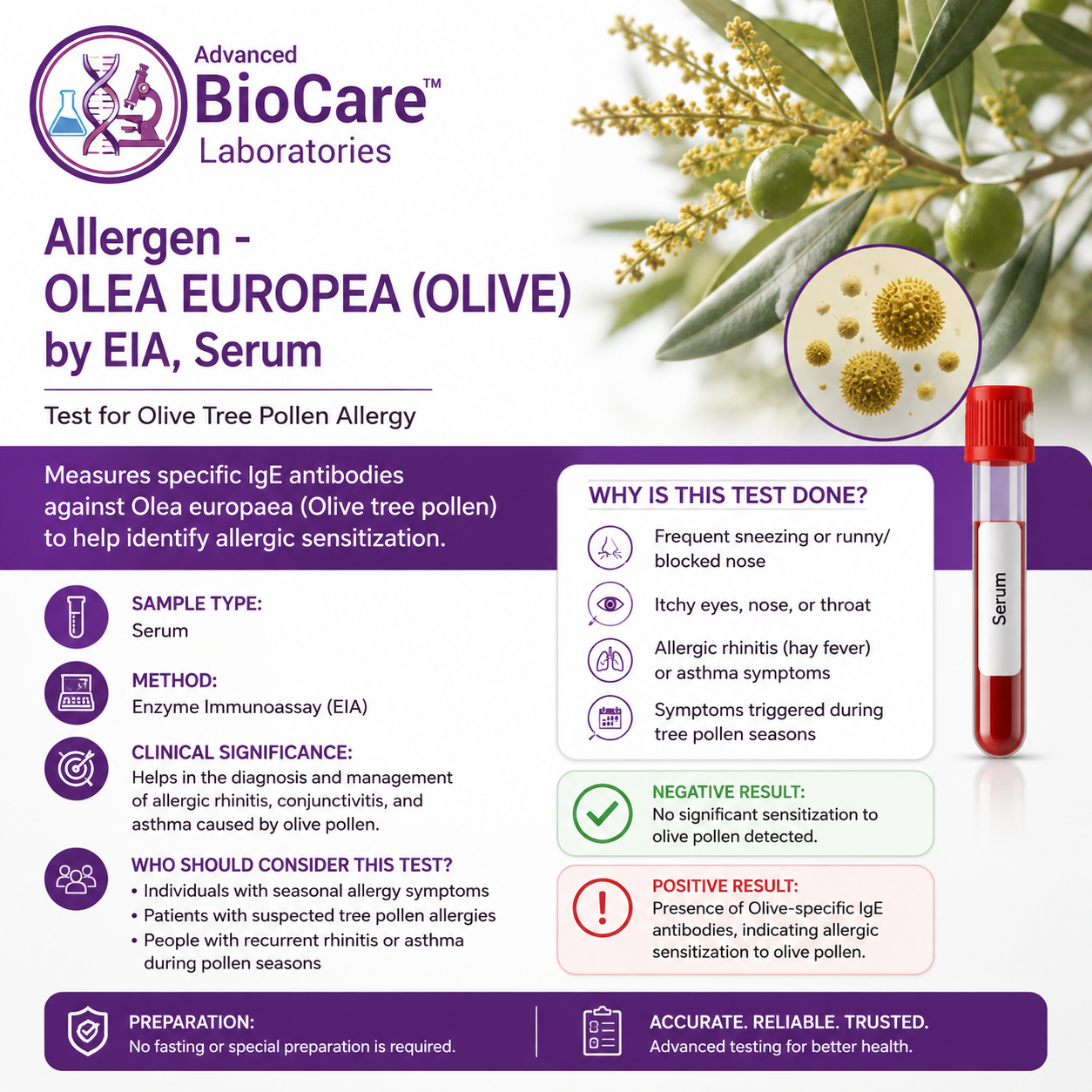 Allergen - OLEA EUROPEA (OLIVE) by EIA, Serum