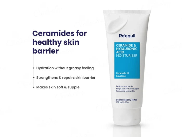 Re'equil Ceramide &amp; Hyaluronic Acid Moisturiser 100 g – Deep Hydration &amp; Skin Barrier Care for Normal to Dry Skin