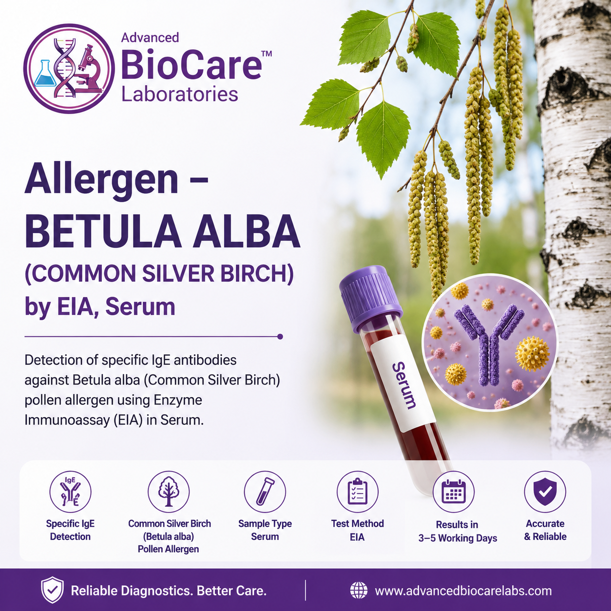 Allergen - BETULA ALBA (COMMON SILVER BIRCH) by EIA, Serum