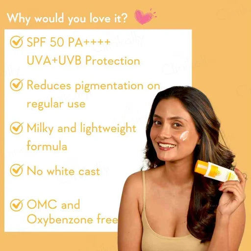 WishCare Vitamin C Pure Glow Milk Ultra Light Sunscreen SPF 50+ PA++++ – 50 g