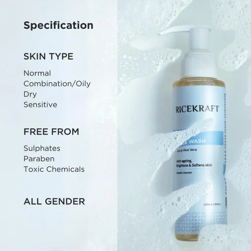 RiceKraft Rice &amp; Aloe Vera Gentle Cleanser Face Wash – 100 mL
