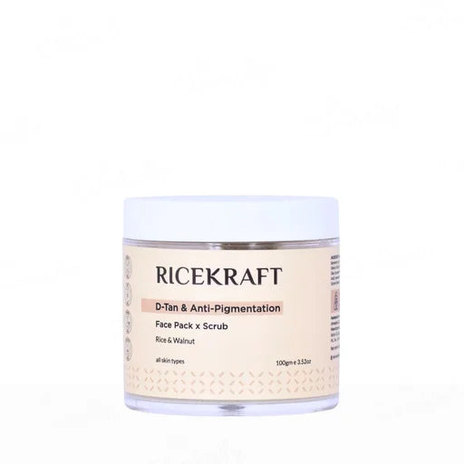 RiceKraft Rice &amp; Walnut D-Tan &amp; Anti-Pigmentation Face Pack &amp; Scrub – 100 g