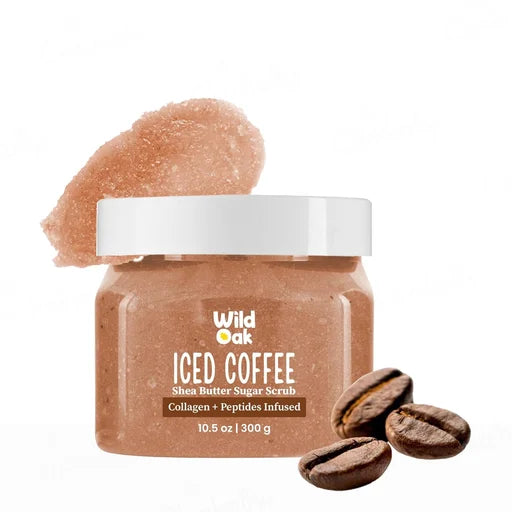 Wild Oak Iced Coffee Shea Butter Sugar Body Scrub – 300 g | Exfoliating &amp; Moisturising Body Scrub