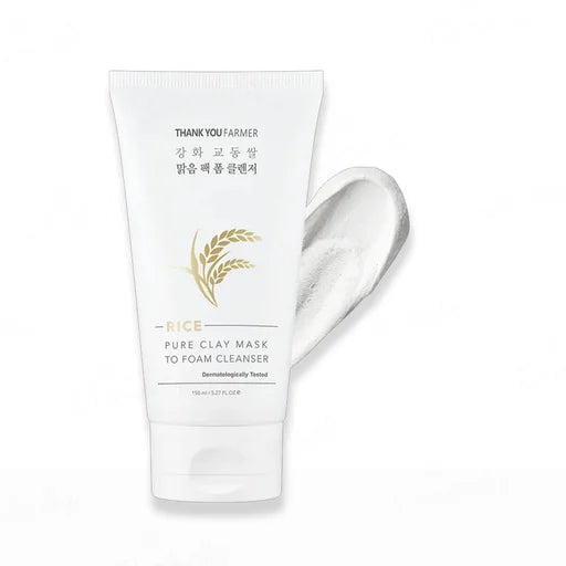 Thank You Farmer Rice Pure Clay Mask To Foam Cleanser – 150 mL