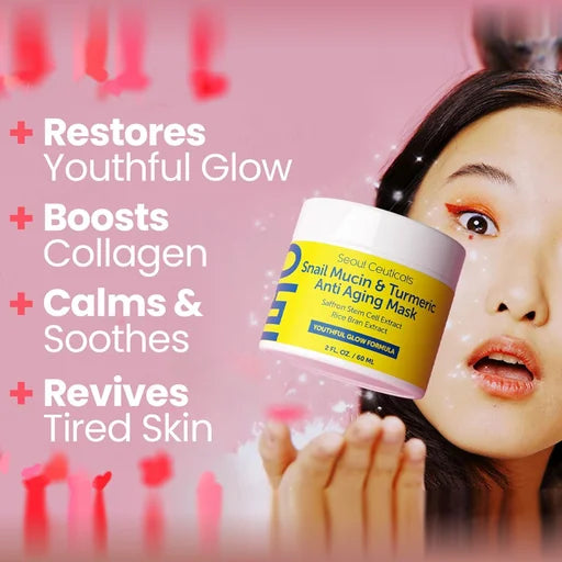 SeoulCeuticals Snail Mucin &Turmeric Anti Aging Mask – 60 mL