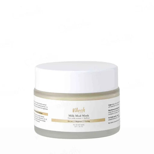 Vilvah Store Milk Mud Mask – 50 mL | De-Tan, Brightening &amp; Pore Care