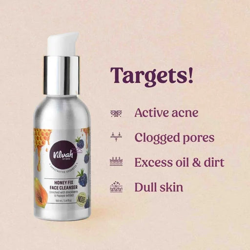 Vilvah Store Honey Fix Face Cleanser – 100 mL | Acne &amp; Oil Control Face Wash