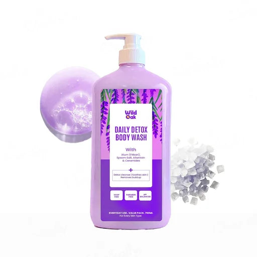 Wild Oak Daily Detox Fitkari &amp; Epsom Body Wash – 750 mL | Mineral Body Cleanser