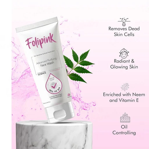 Folipink Advanced Purifying Face Wash – 75 mL | Neem &amp; Vitamin E