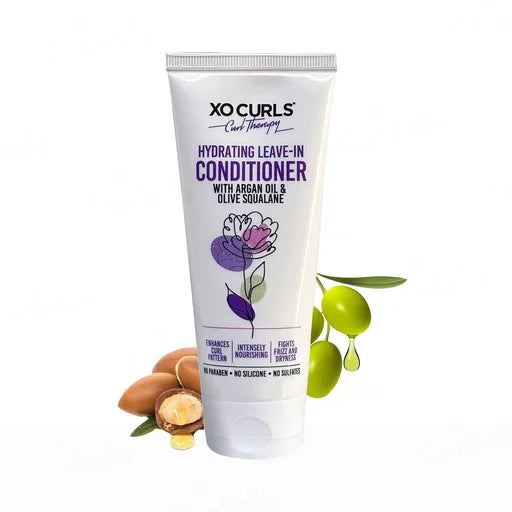 XO Curls Hydrating Leave-In Conditioner With Brahmi, Olive Squalane &amp; Argan Oil