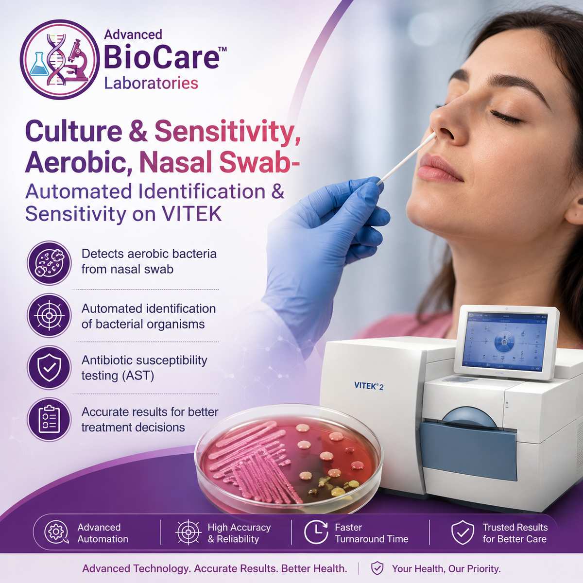 Culture & Sensitivity, Aerobic, Nasal Swab- Automated Identification & Sensitivity on Vitek