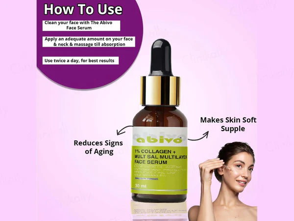 Abivo 1% Collagen + Multisal Multilayer Face Serum – Advanced Hydration &amp; Firming Care