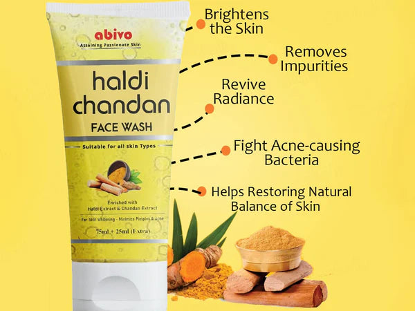 Abivo Haldi Chandan Face Wash – Natural Brightening &amp; Anti-Acne Care