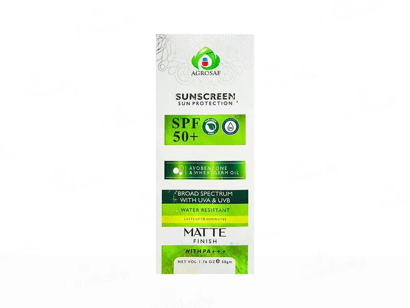 Agrosaf Sun Protection Matte Finish Sunscreen SPF 50+ PA+++ – Oil-Free Daily Sun Defense
