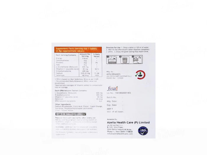 Azelia I-Glo Glutathione Vitamin C Effervescent Tablet