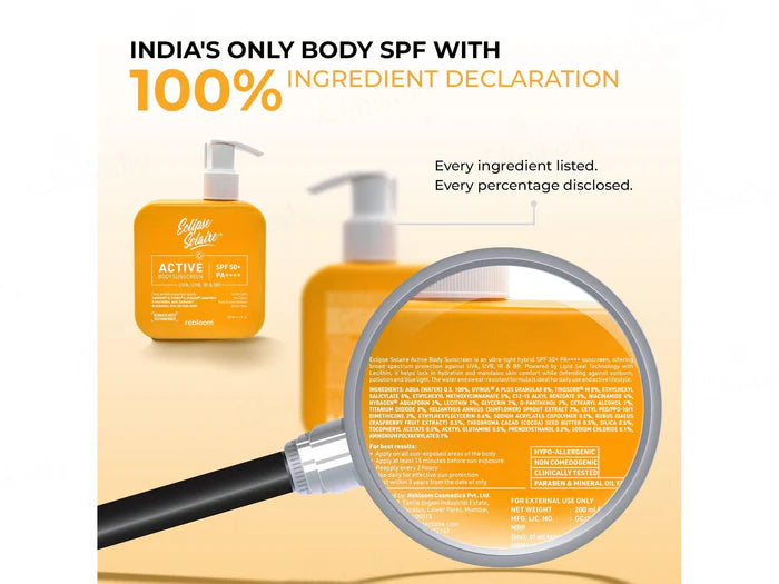 Eclipse Solaire Active Body Sunscreen SPF 50+ PA++++ | Ultra-Light Body Sunscreen