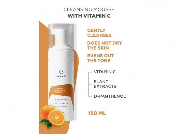 Geltek Cleansing Mousse With Vitamin C – 150 ml
