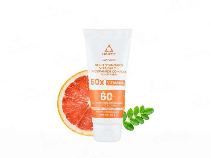 Light Up Gold Rush Gold Standard Vitamin C + 1% Ceramide Complex Sunscreen SPF 60 PA++++