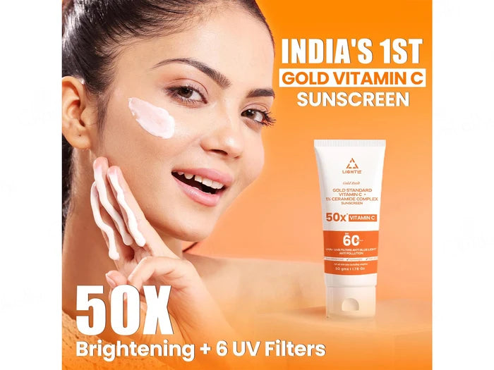 Light Up Gold Rush Gold Standard Vitamin C + 1% Ceramide Complex Sunscreen SPF 60 PA++++