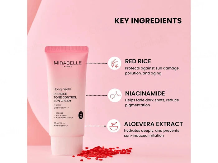 Mirabelle Korea Hong-Ssal Red Rice Tone Control Sun Cream SPF 50+ PA++++