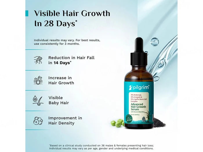 Pilgrim 3% Redensyl &amp; 4% Anagain Advanced Hair Growth Serum With Korean Black Rice