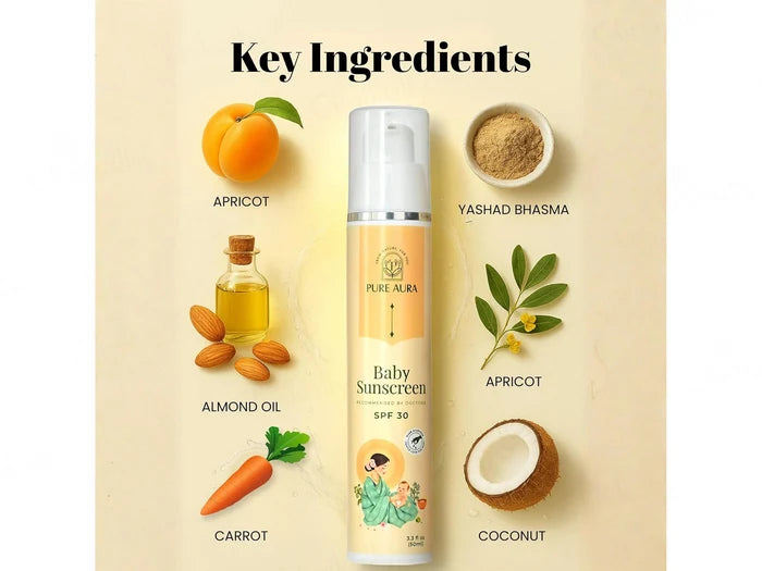 Pure Aura Baby Sunscreen SPF 30 – Gentle Daily Sun Protection for Delicate Skin