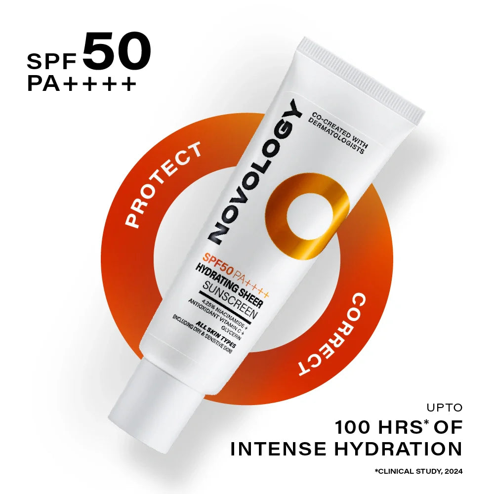 SPF 50 PA++++ Hydrating Sheer Sunscreen, 50g 4.25% Niacinamide + Antioxidant Vitamin C + Glycerin