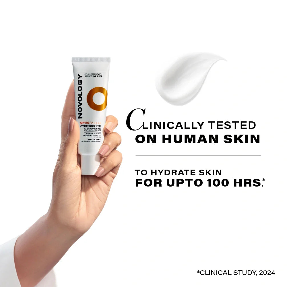 SPF 50 PA++++ Hydrating Sheer Sunscreen, 50g 4.25% Niacinamide + Antioxidant Vitamin C + Glycerin
