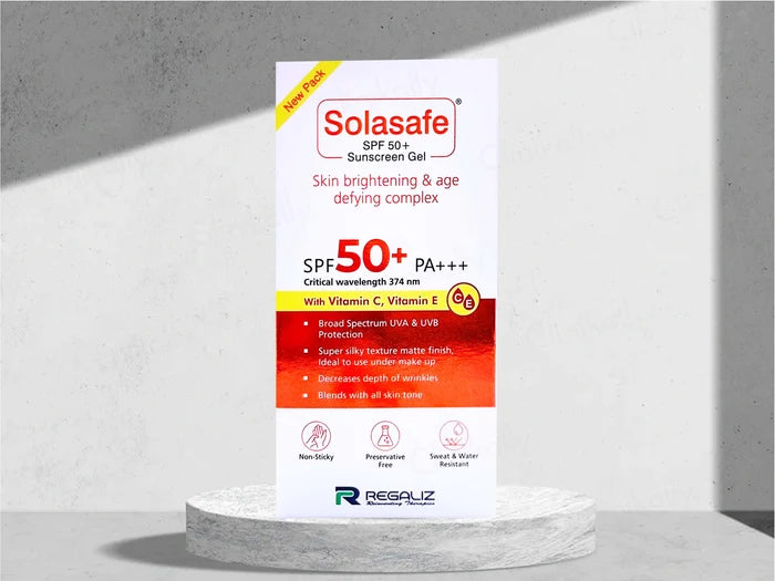 Solasafe SPF 50+ Silicone Sunscreen Gel PA+++ 50 g – Matte Finish Sunscreen with Vitamin C &amp; Vitamin E
