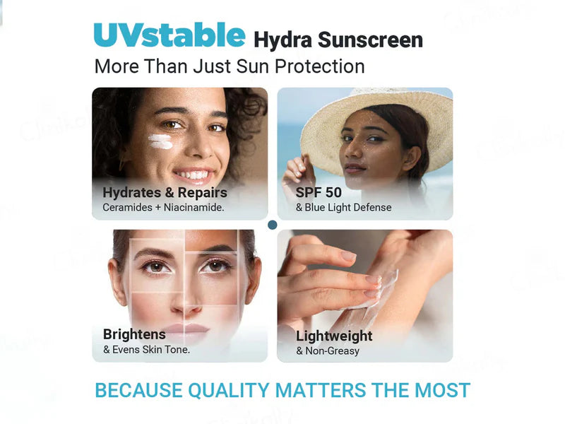 UVstable Hydra Sunscreen SPF 50 PA+++ – Broad-Spectrum Hydrating Protection