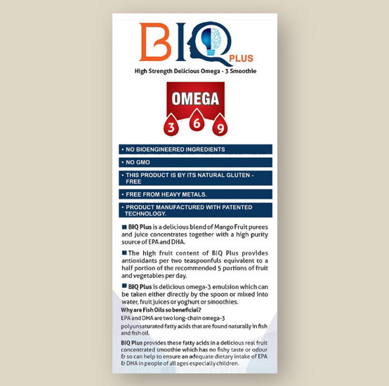 BIQ PLUS Syrup 150ml – High Strength Omega 3-6-9 Brain &amp; Cognitive Support