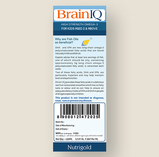 Brainiq Syrup | High Strength Omega-3 for Kids Aged 2 & Above