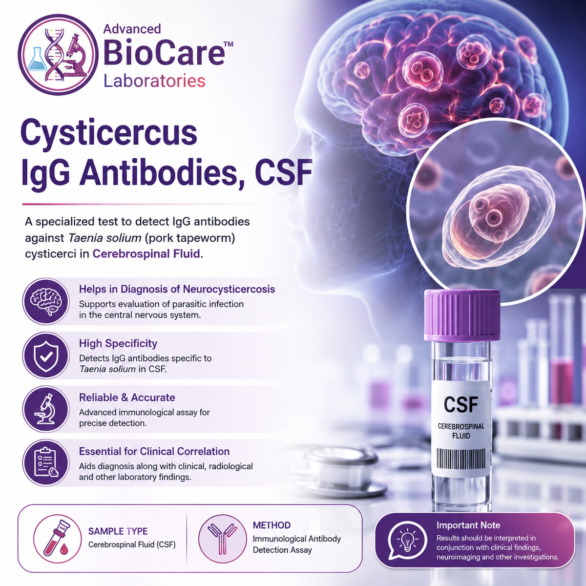 Cysticercus IgG Antibodies, CSF