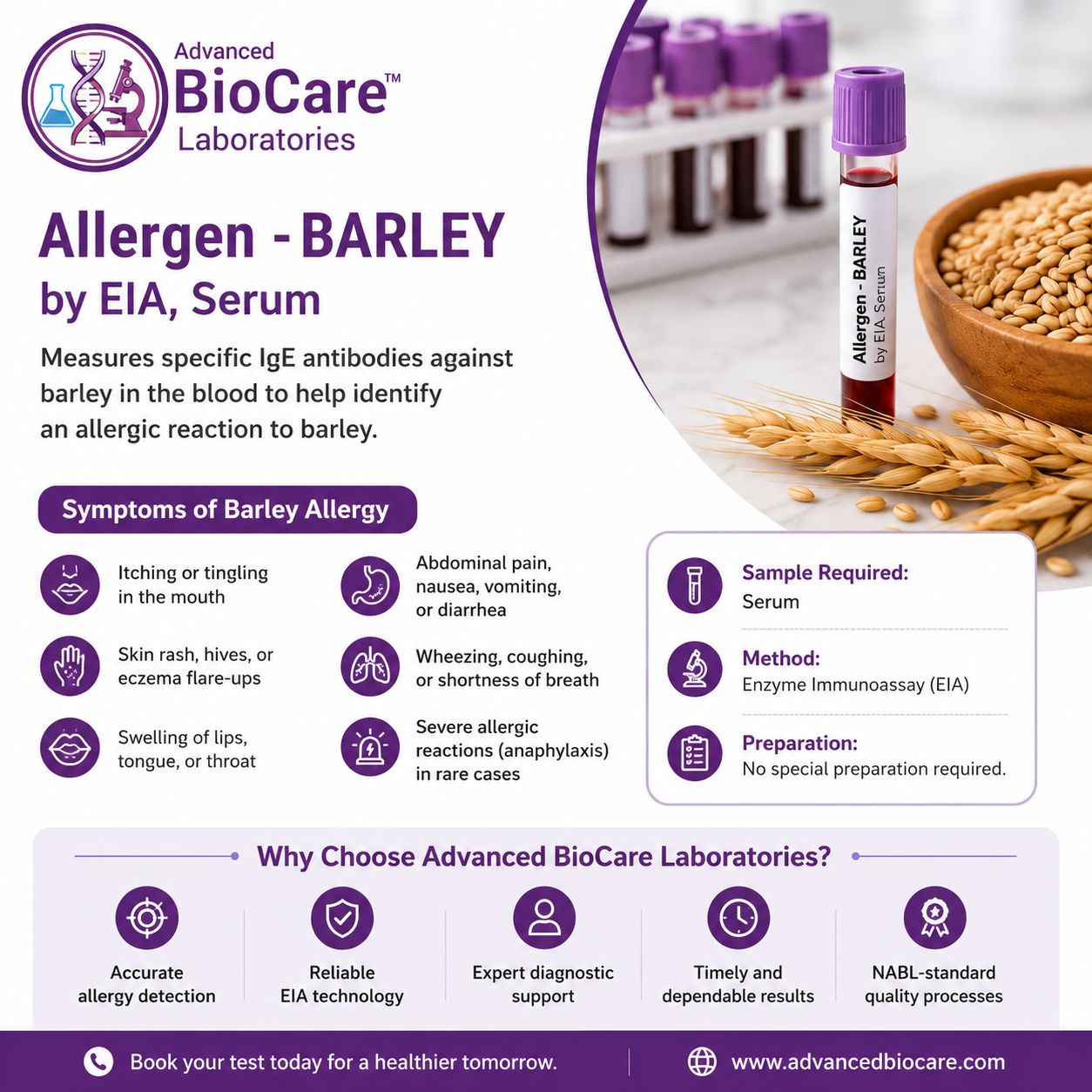 Allergen - BARLEY by EIA, Serum