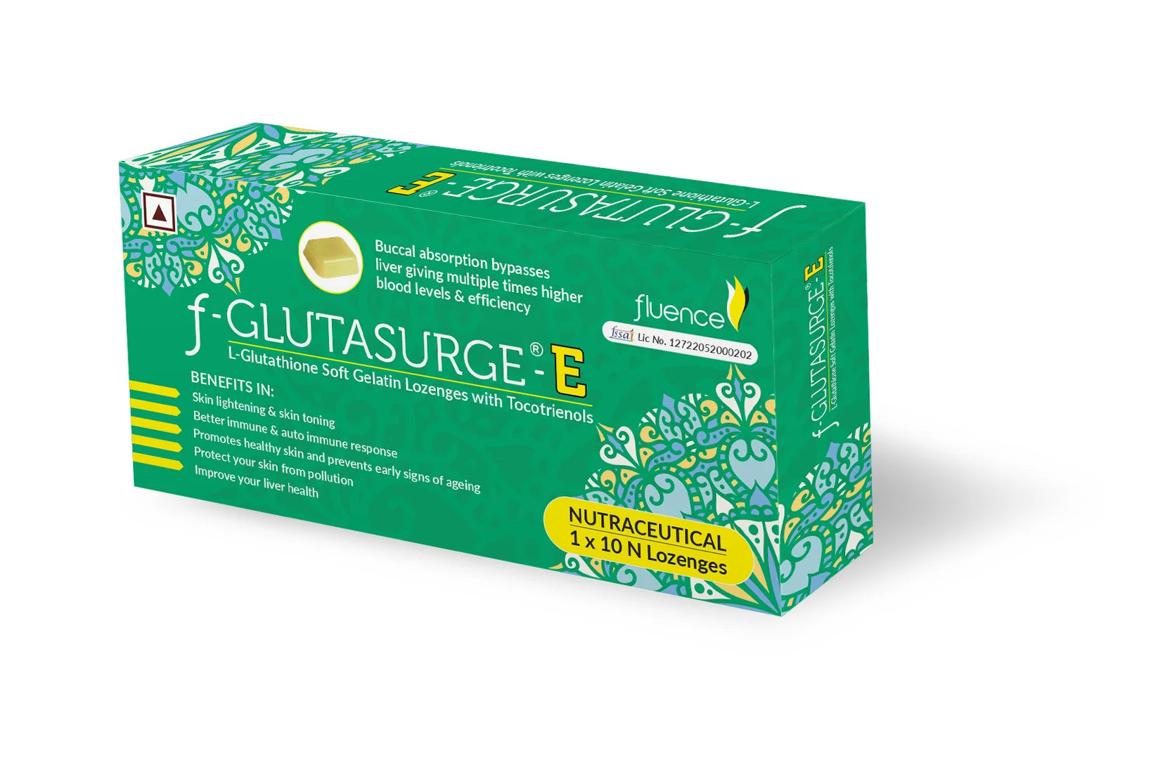 F-GLUTASURGE -E
(L-GLUTATHIONE SOFT GELATIN LOZENGES)
with advantages of,
VITAMIN E