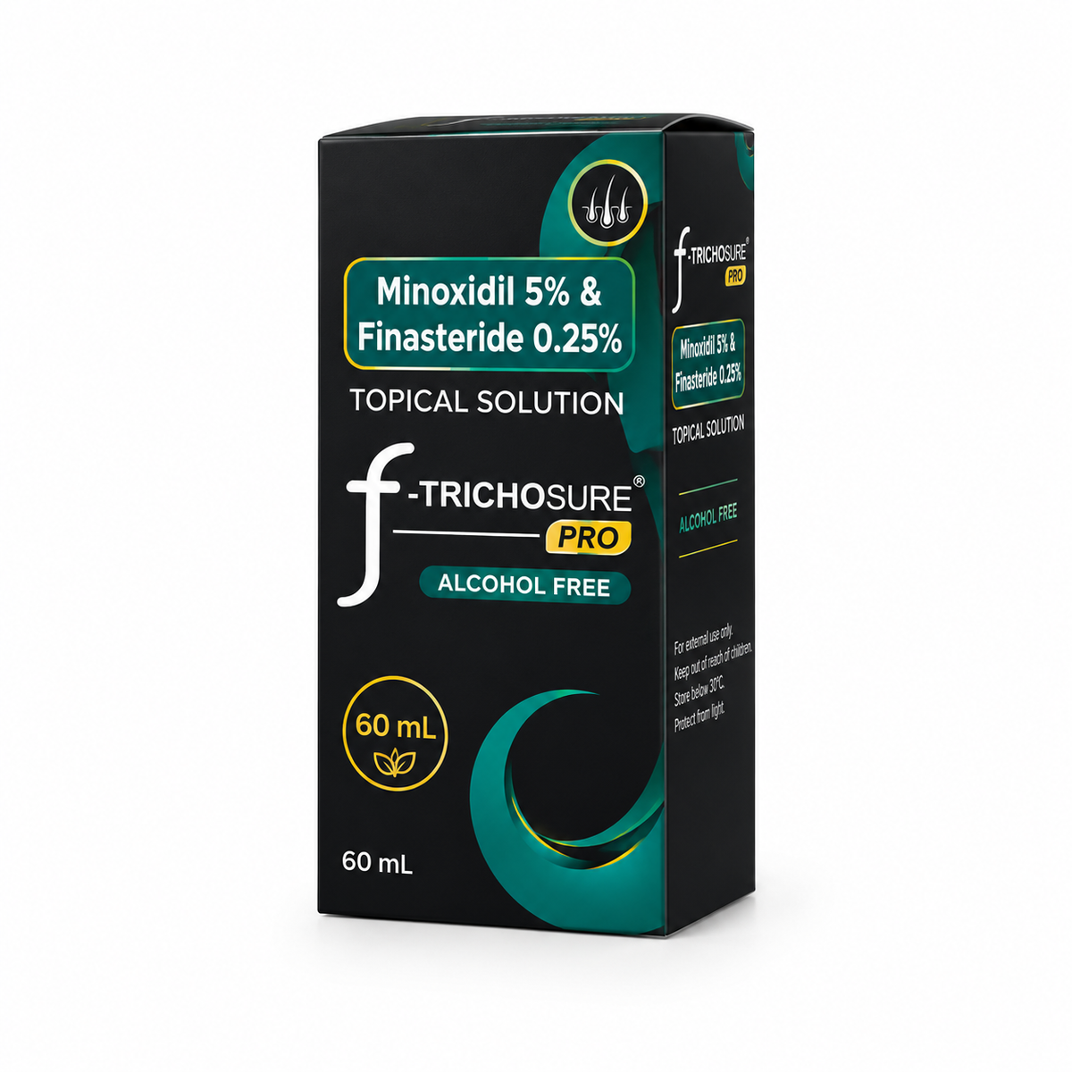 f-TRICHOSURE® PRO Minoxidil 5% + Finasteride 0.25% Topical Solution – 60 mL | Hair Growth & Pattern Hair Loss Care